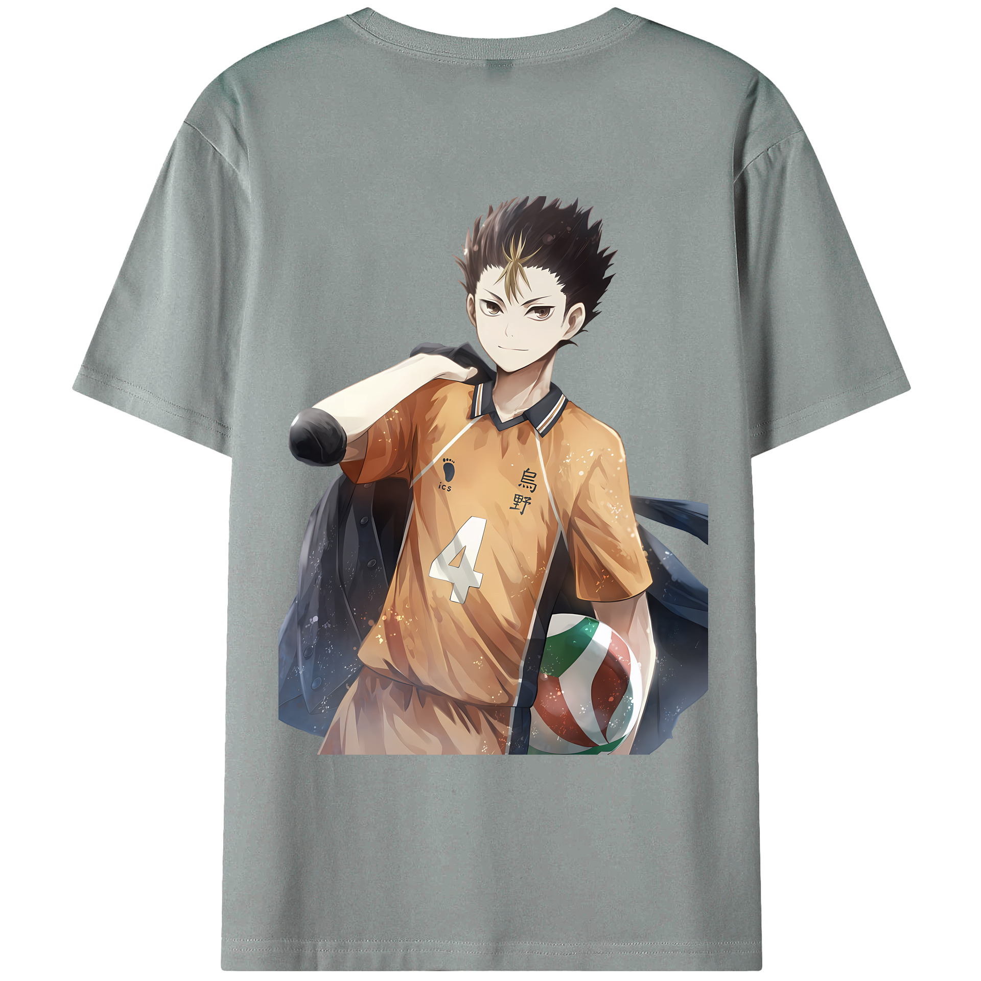（画像用） ハイキュー!! Haikyu!! 綿100％ メンズ半袖Tシャツ（バックプリント） 通気性